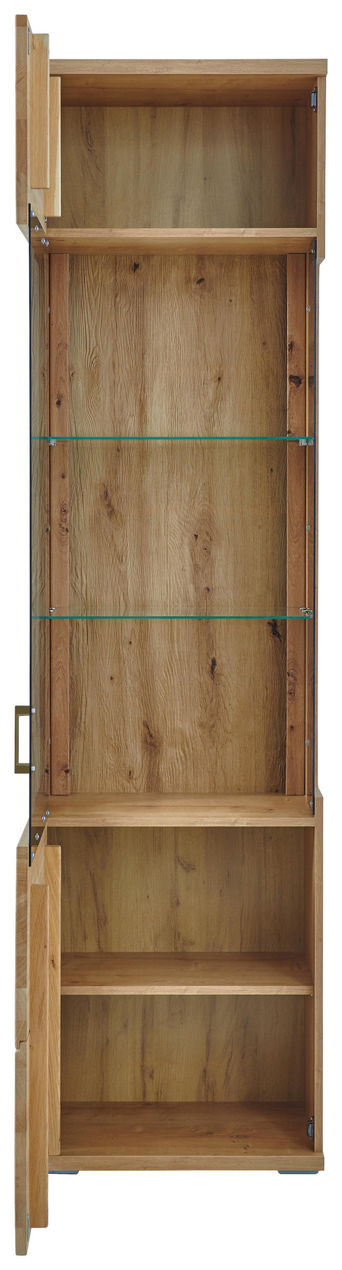VITRINE in massiv Eiche Alteiche  - Alteiche/Silberfarben, KONVENTIONELL, Glas/Holz (55/208,6/37,4cm) - Livetastic