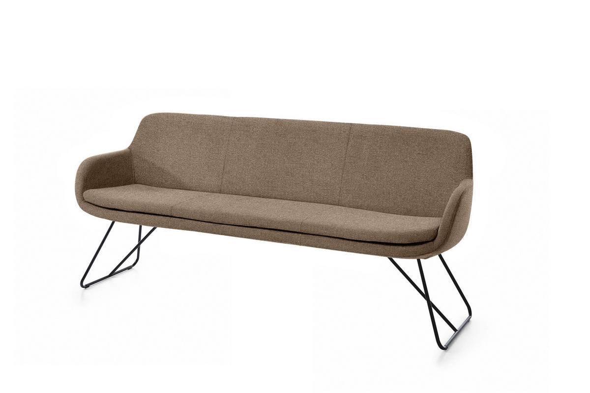 SITZBANK 180/87/65 cm Webstoff Hellbraun Metall  - Hellbraun/Schwarz, Design, Textil/Metall (180/87/65cm) - Musterring