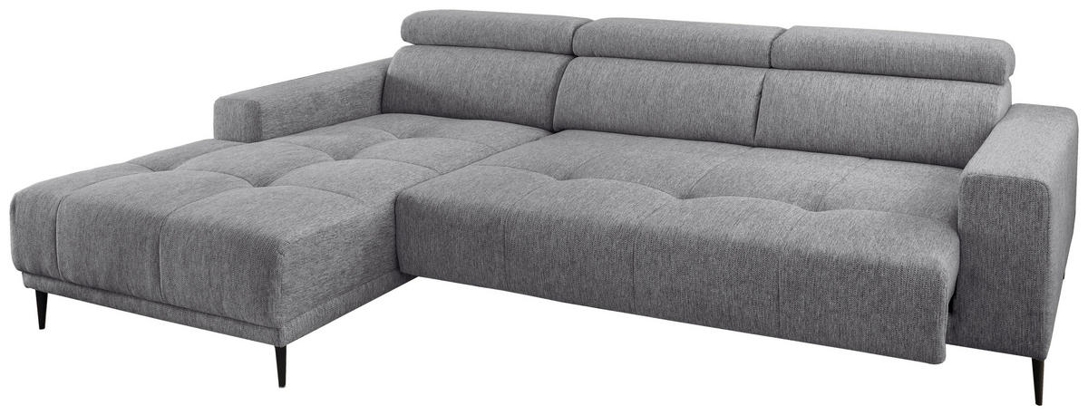 ECKSOFA Dunkelgrau Chenille  - Dunkelgrau/Schwarz, KONVENTIONELL, Textil/Metall (188/276cm) - Livetastic