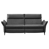3-SITZER-SOFA Echtleder Dunkelgrau  - Dunkelgrau/Anthrazit, Design, Leder/Metall (224/92/95cm) - Himolla