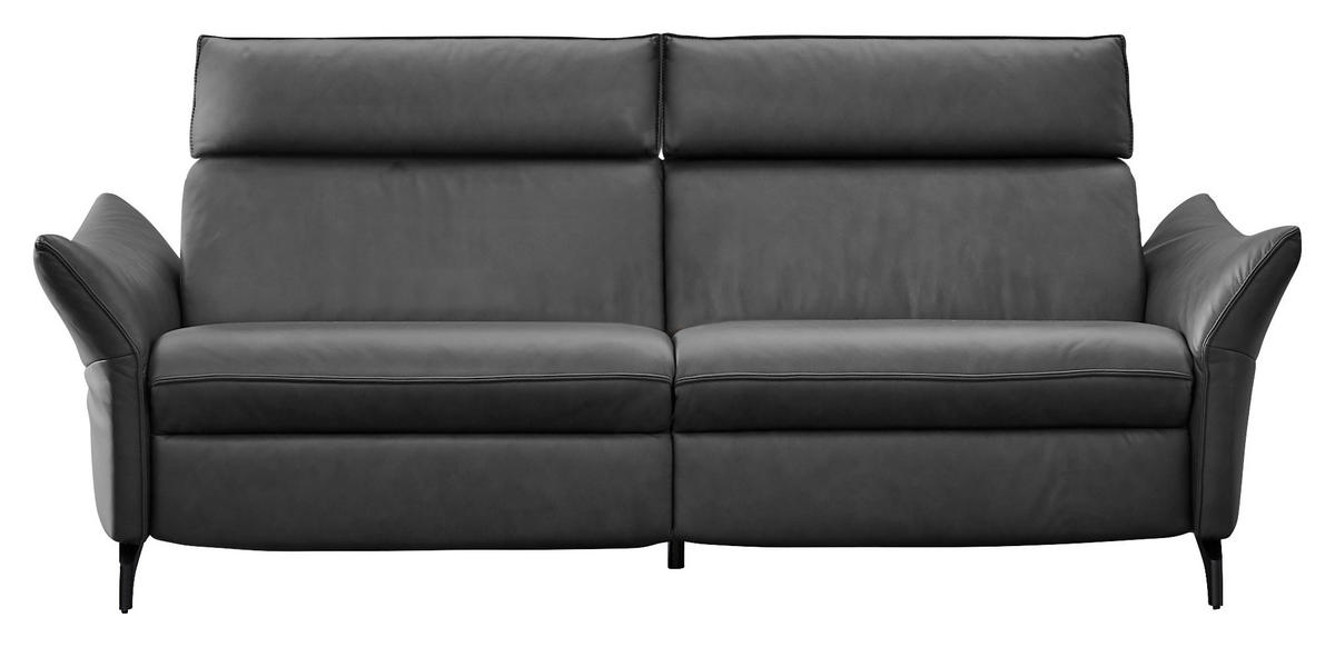 3-SITZER-SOFA Echtleder Dunkelgrau  - Dunkelgrau/Anthrazit, Design, Leder/Metall (224/92/95cm) - Himolla