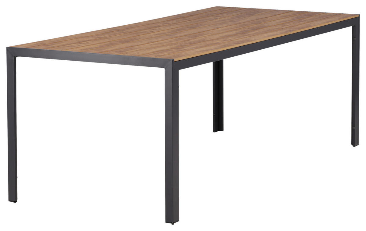 GARTENTISCH 205/90/74 cm  - Schwarz/Naturfarben, KONVENTIONELL, Holz/Metall (205/90/74cm) - Gardenson