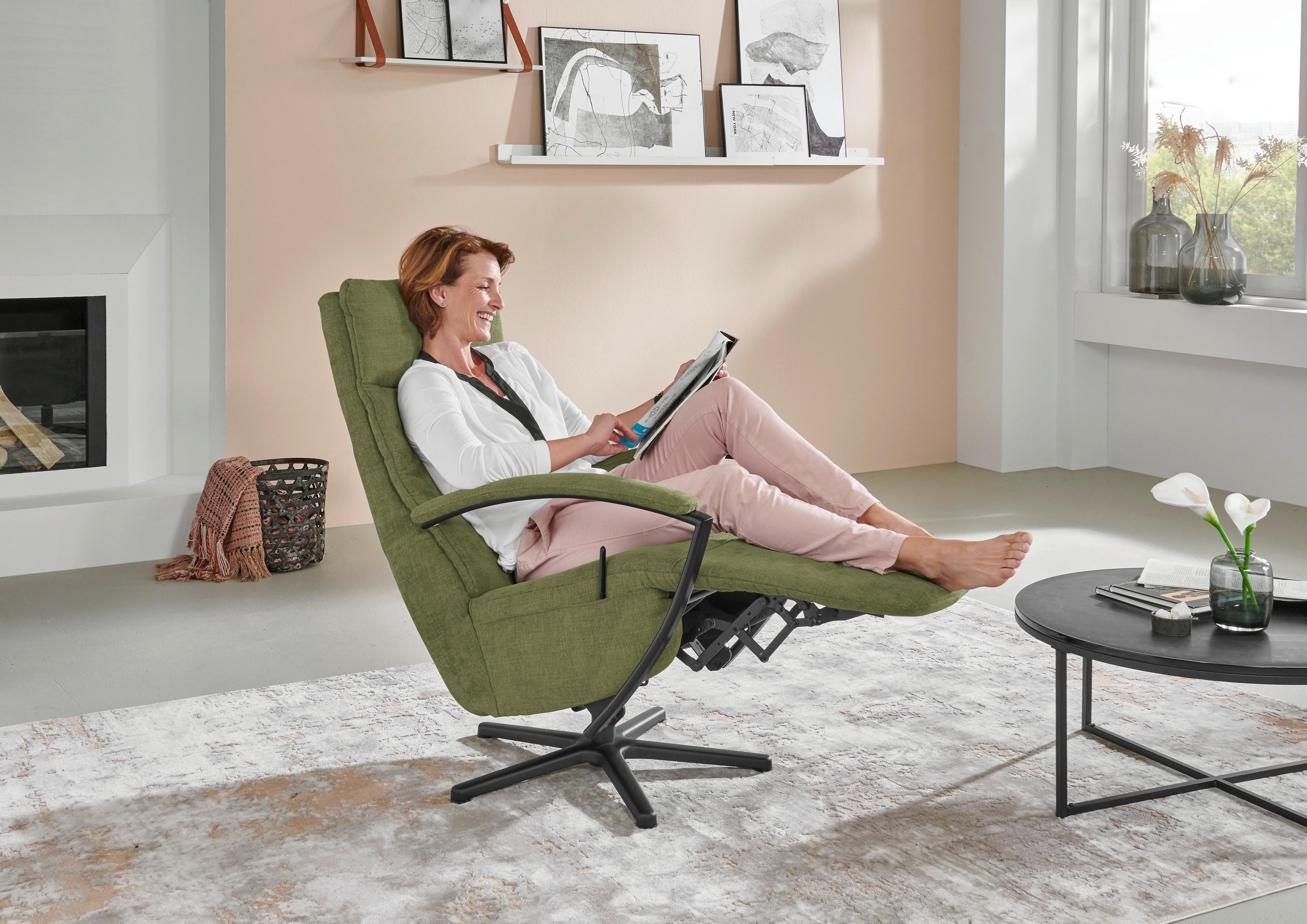 RELAXSESSEL in Textil Grün  - Schwarz/Grün, Design, Textil/Metall (76/110/83cm) - Beldomo Speed