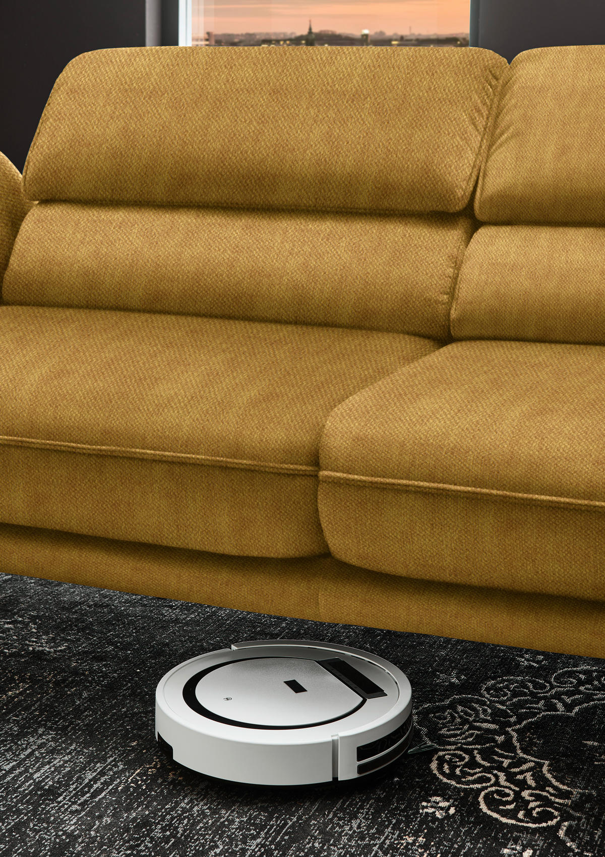 ECKSOFA in Velours Currygelb  - Currygelb/Schwarz, Design, Textil/Metall (283/153cm) - Valdera