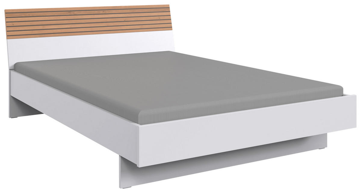 BETT 140/200 cm  Weiss, Eiche Artisan   - Weiss/Eiche Artisan, Modern, Holzwerkstoff (140/200cm) - Carryhome