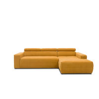 ECKSOFA Orange Mikrofaser  - Schwarz/Orange, Design, Kunststoff/Textil (285/175cm) - MID.YOU