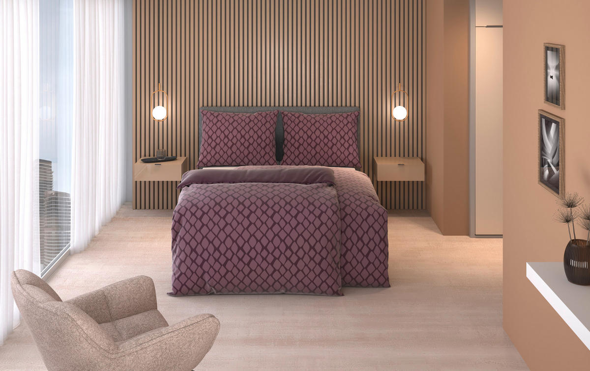 WENDEBETTWÄSCHE 2-teilig STRIPES DK Satin 140/200 cm  - Violett, Design, Textil (140/200cm) - Dieter Knoll
