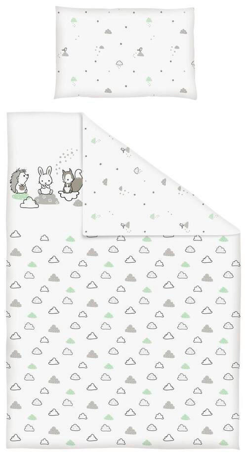 BABYBETTWÄSCHE 100/135 cm  - Weiß/Grau, Trend, Textil (100/135cm) - Patinio