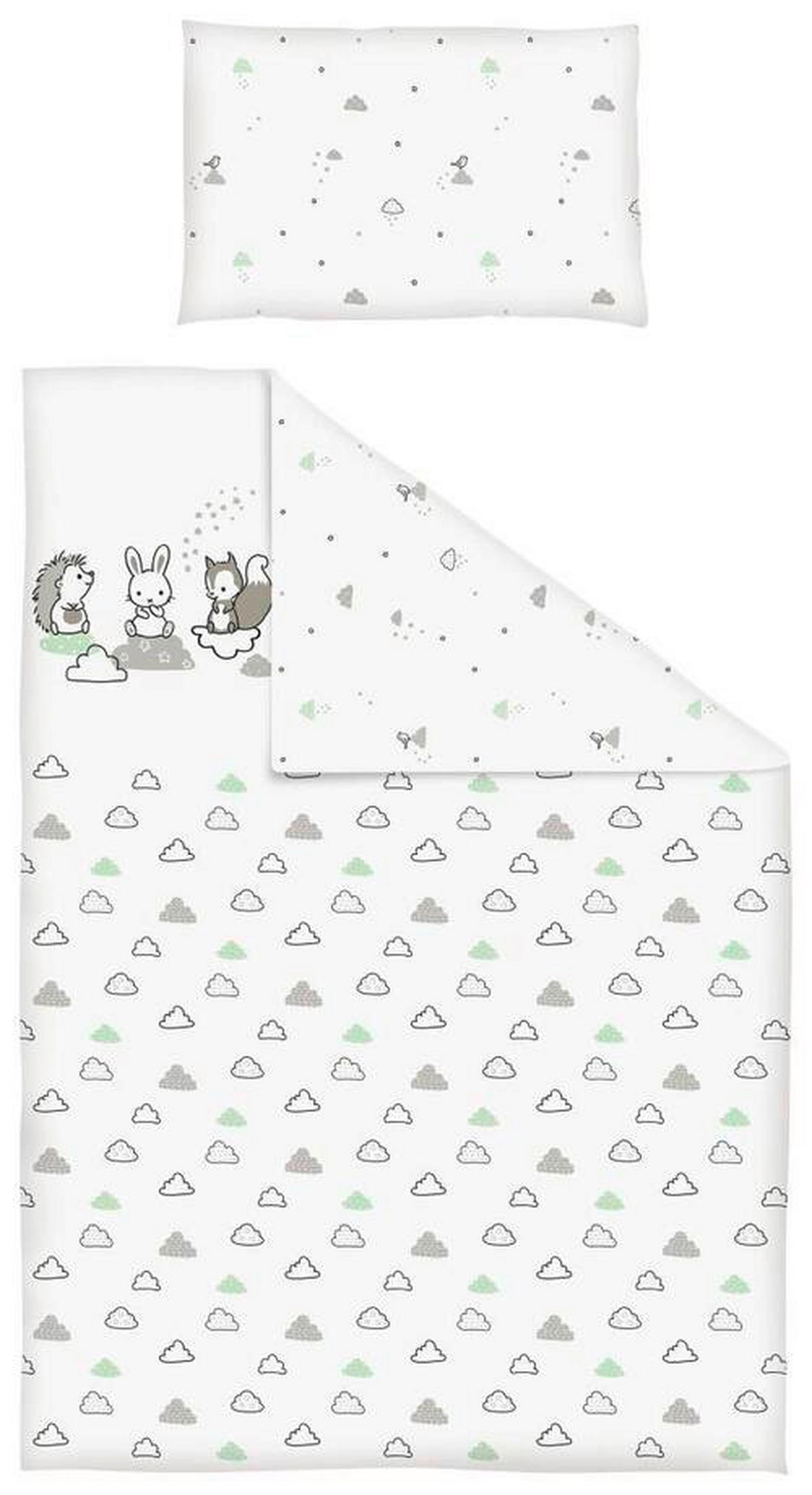 BABYBETTWÄSCHE 100/135 cm  - Weiß/Grau, Trend, Textil (100/135cm) - Patinio