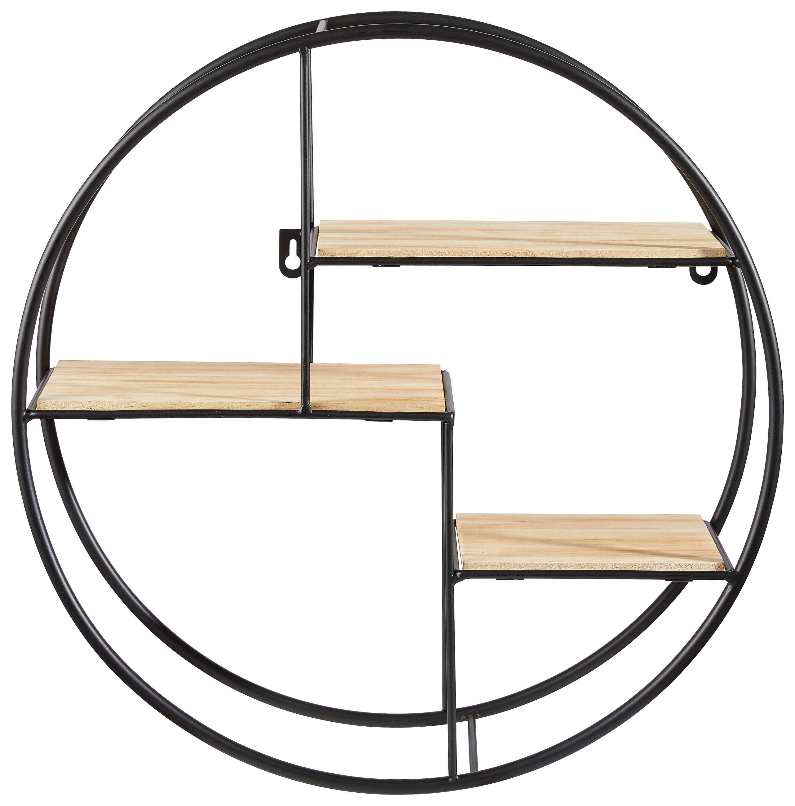 WANDREGAL  - Schwarz/Naturfarben, Basics, Holz/Metall (42/42/11,5cm) - Ambia Home