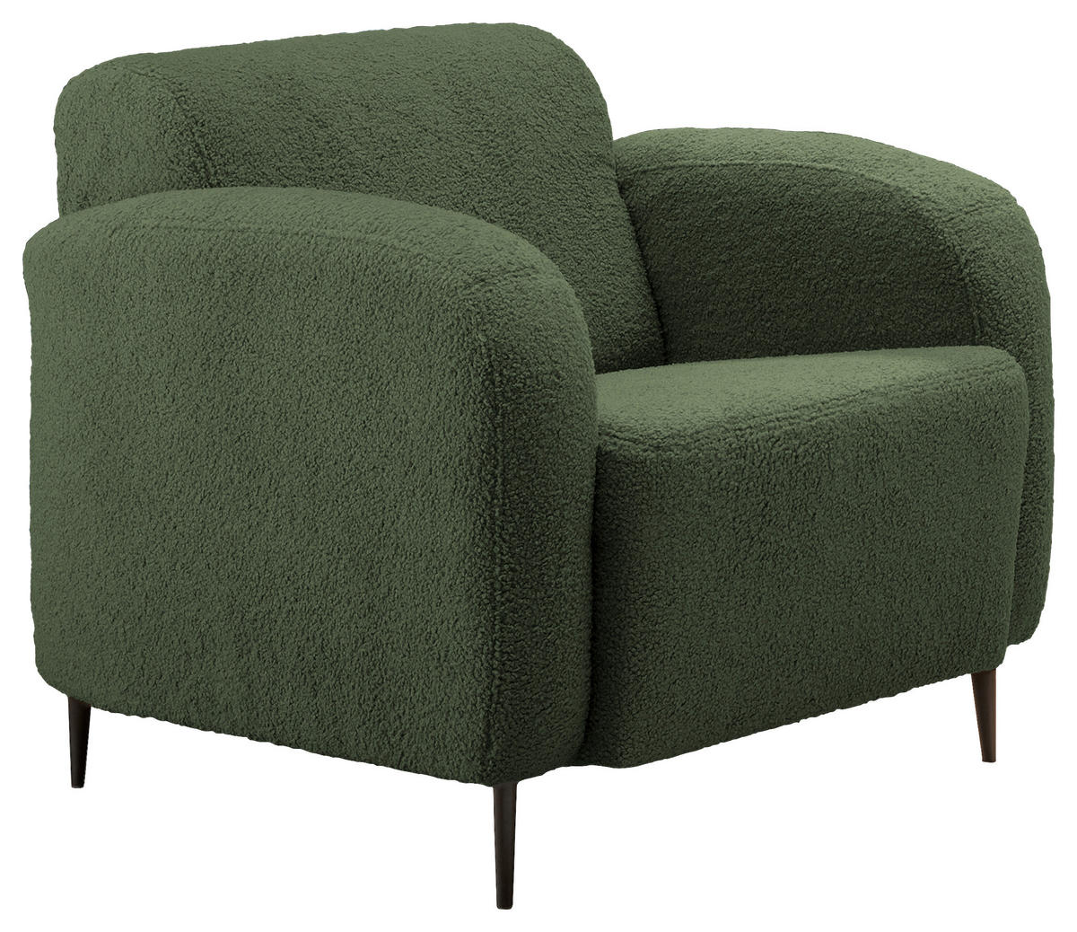 SESSEL in Teddystoff Dunkelgrün  - Dunkelgrün/Schwarz, Modern, Textil/Metall (85/76/90cm) - Livetastic