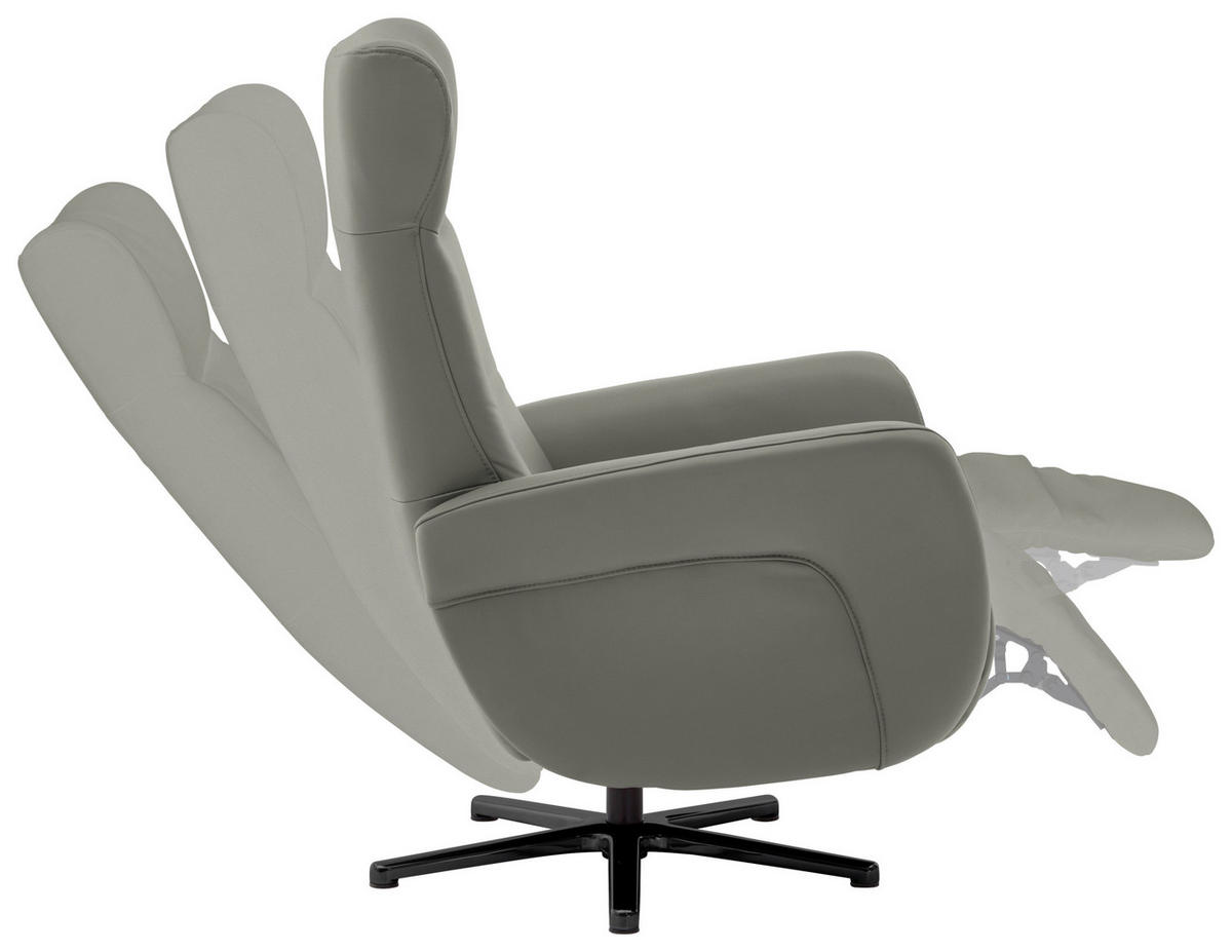 RELAXSESSEL in Leder Grau  - Schwarz/Grau, Design, Leder/Metall (76/112/83cm) - Beldomo Speed