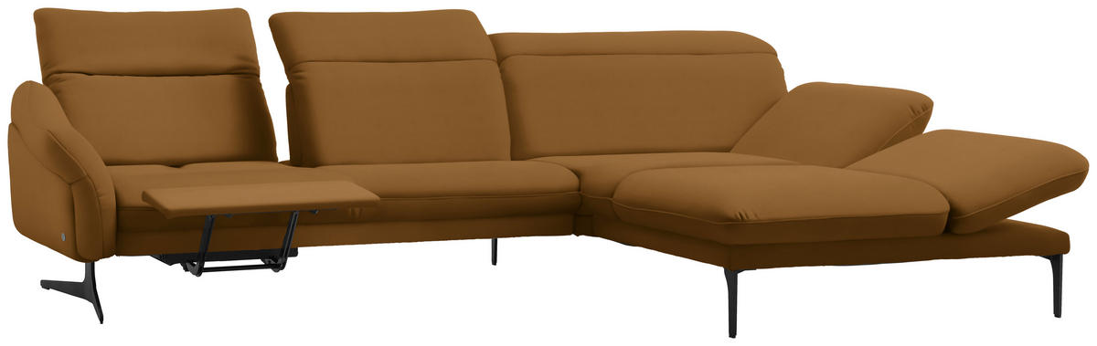 ECKSOFA in Echtleder Hellbraun  - Hellbraun/Anthrazit, Design, Leder/Metall (299/203cm) - Himolla