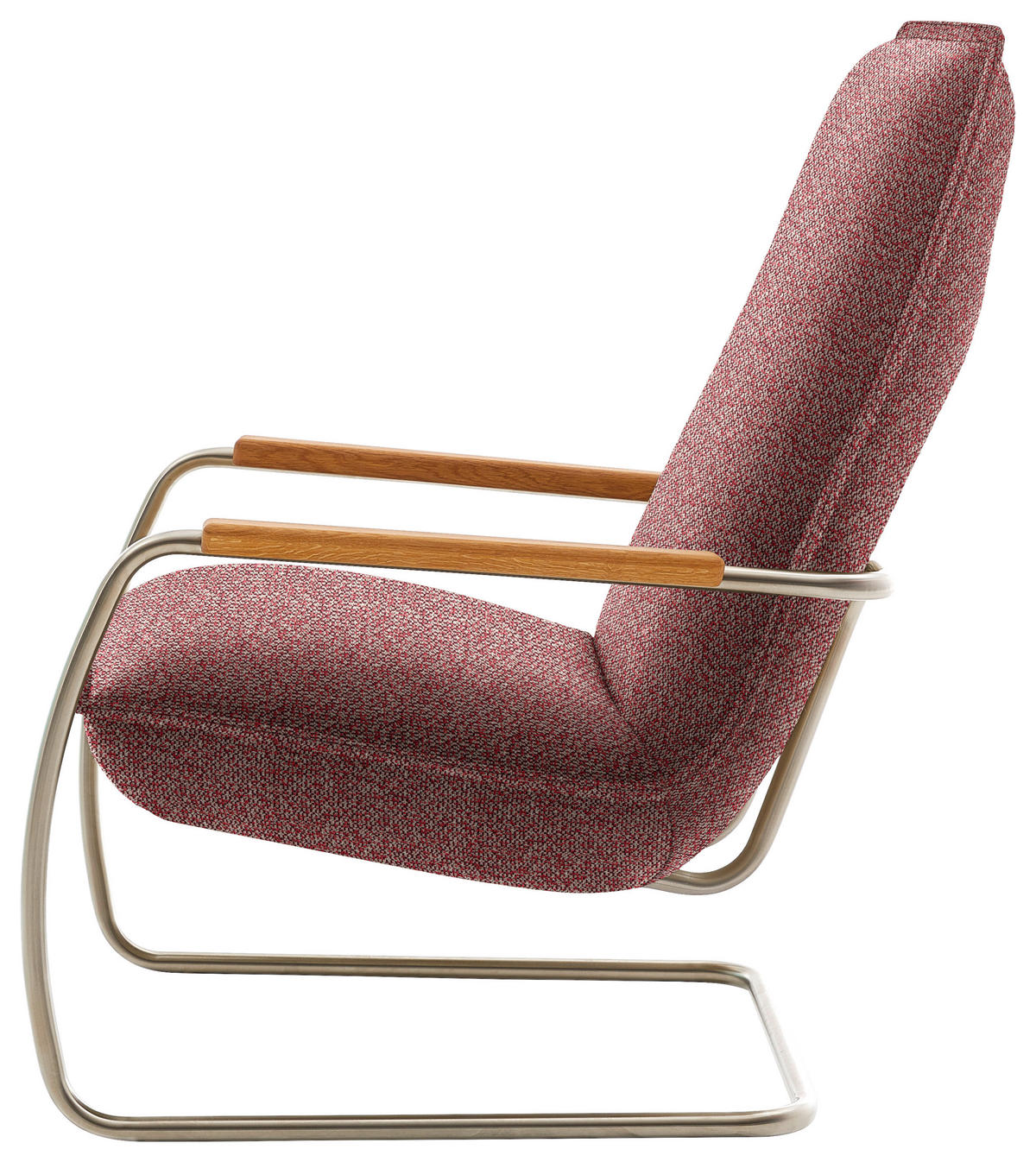 SESSEL in Flachgewebe Rot  - Edelstahlfarben/Eichefarben, Design, Holz/Textil (76/105/87cm) - Koinor