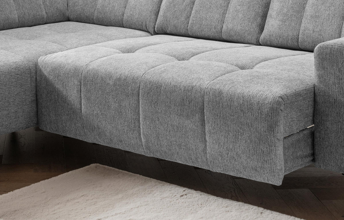 ECKSOFA Silberfarben Chenille  - Silberfarben/Schwarz, MODERN, Textil/Metall (200/261cm) - Livetastic