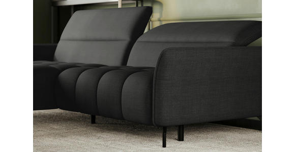 ECKSOFA Anthrazit Flachgewebe Rücken echt, Kopfteilverstellung, Sitztiefenverstellung  - Anthrazit/Schwarz, KONVENTIONELL, Textil/Metall (175/272cm) - Carryhome