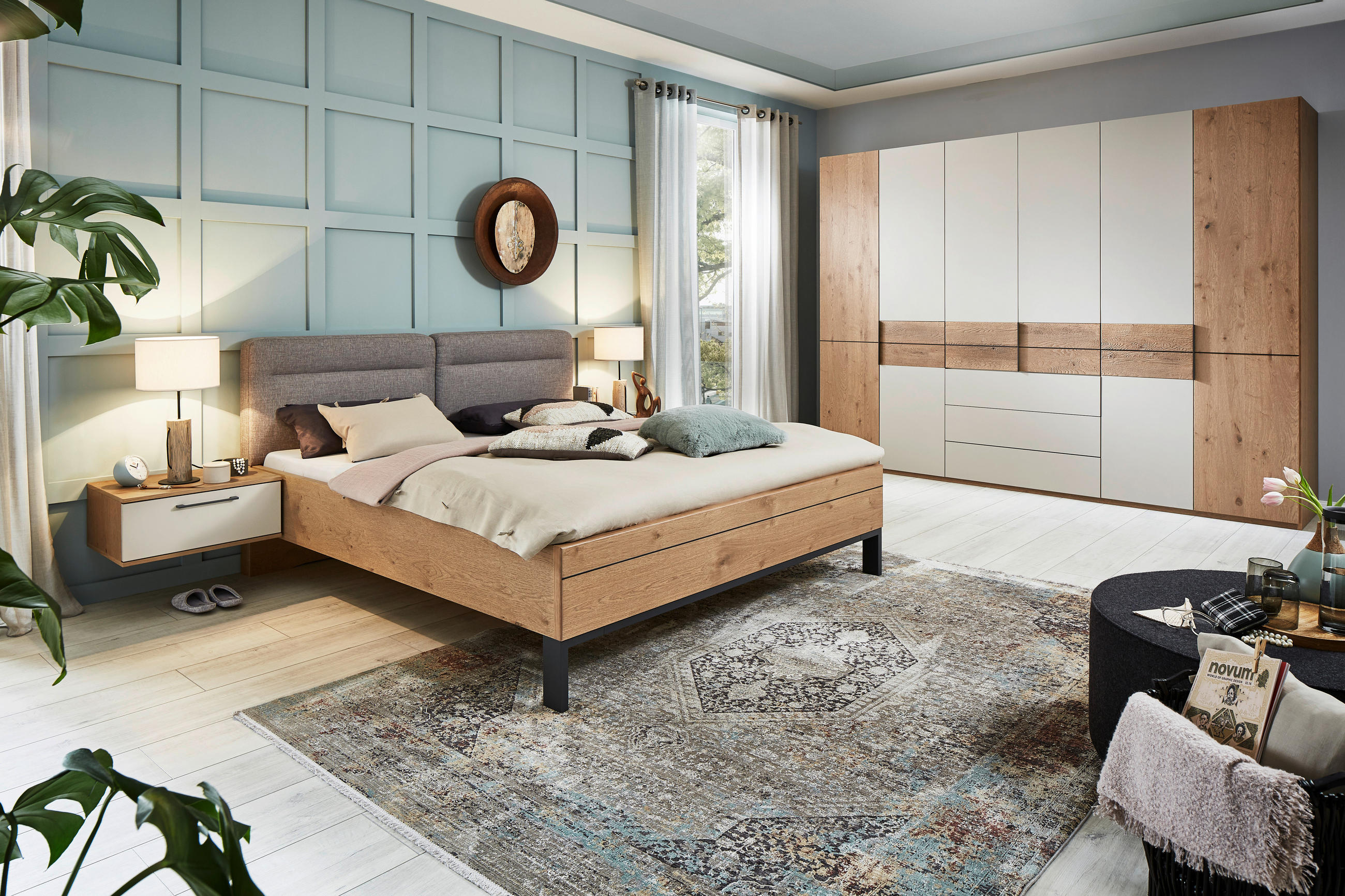 BETTANLAGE 180/200 cm  in Anthrazit, Grau, Taupe, Eichefarben  - Taupe/Eichefarben, KONVENTIONELL, Holzwerkstoff/Textil (180/200cm) - Dieter Knoll