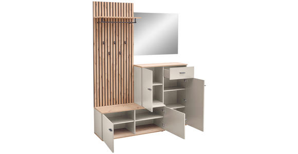 GARDEROBE in 148/199/38 cm - Kaschmir/Eiche Artisan, Design, Glas/Holzwerkstoff (148/199/38cm) - Xora