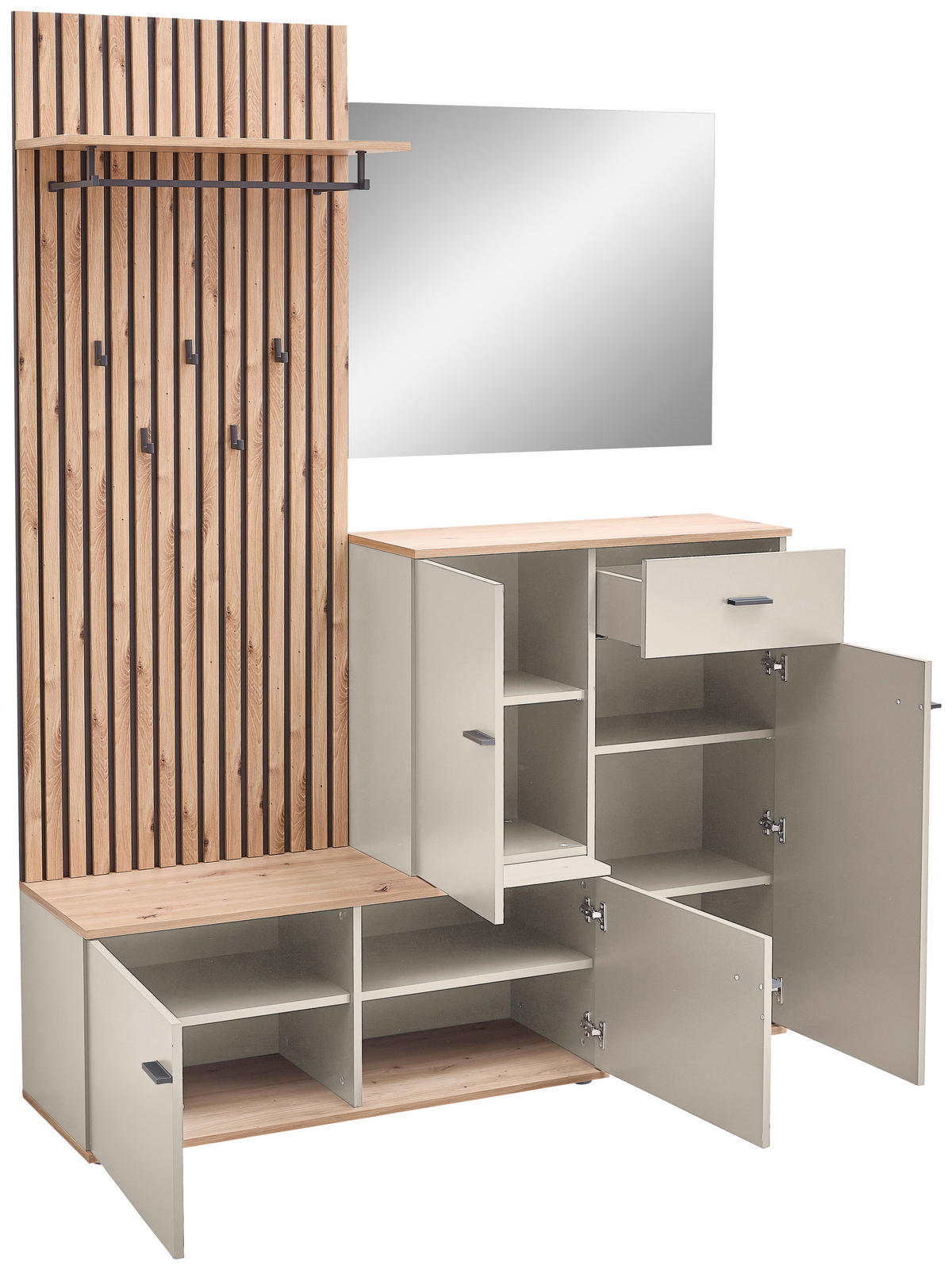 GARDEROBE  in 148/199/38 cm  - Kaschmir/Eiche Artisan, Design, Glas/Holzwerkstoff (148/199/38cm) - Xora