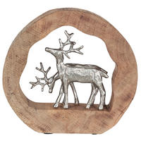 SZOBOR - natúr színű/ezüstszínű, Natur, fa/fém (28,5/27/6,5cm) - Ambia Home