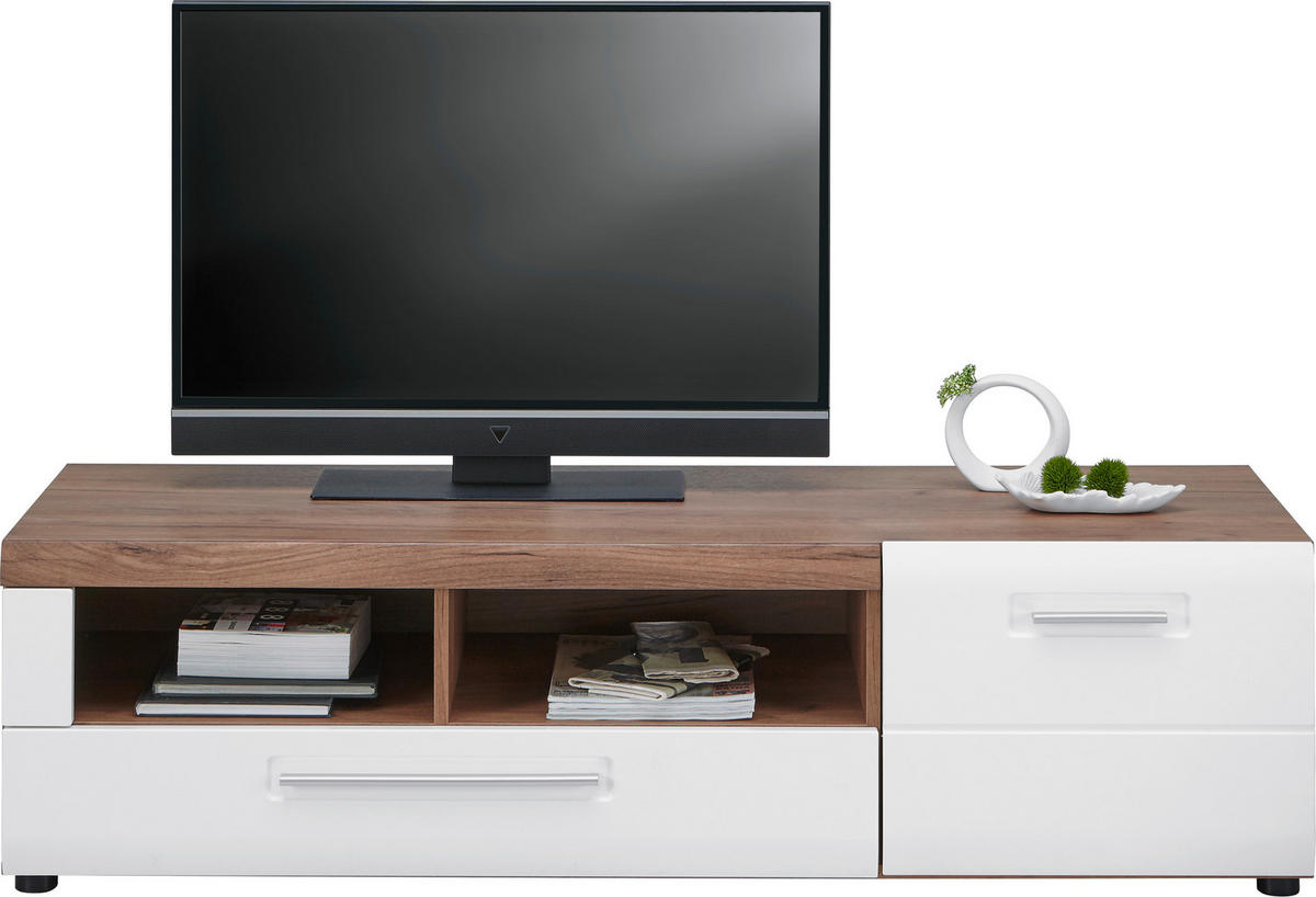 TV-ELEMENT bela, barve hrasta  - barve kroma/barve hrasta, Design, umetna masa/leseni material (149/41/50cm) - Xora