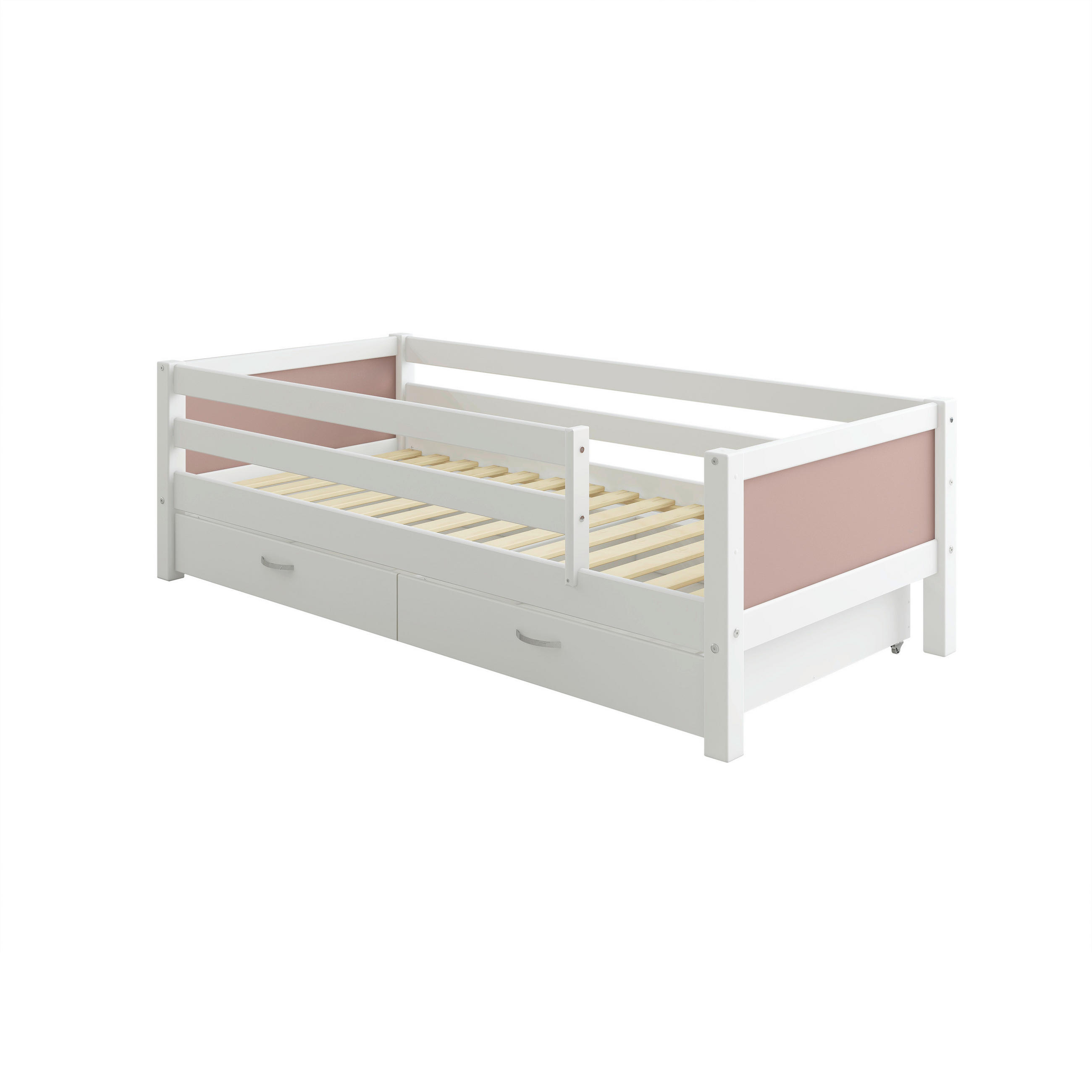 BETT 90/200 cm,  in Rosa, Weiß, Rollrost, Absturzsicherung, Bettschubladen  - Rosa/Weiß, MODERN, Holz (90/200cm) - Chameo