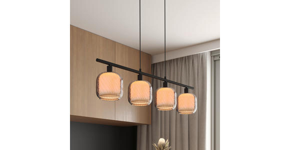 HÄNGELEUCHTE Asellus 100/15/150 cm  - Schwarz/Weiß, Basics, Glas/Metall (100/15/150cm) - Novel