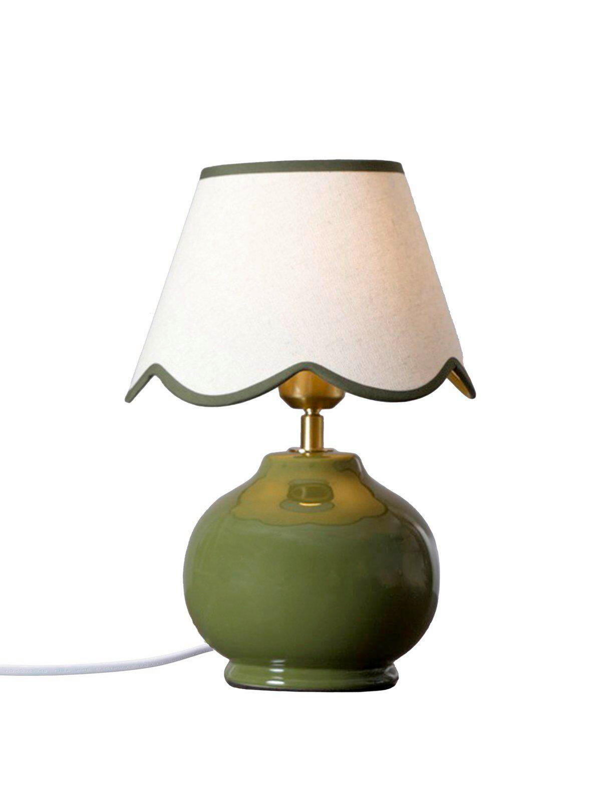 TISCHLEUCHTE 23/34 cm   - Dunkelgrün/Beige, LIFESTYLE, Keramik (23/34cm)