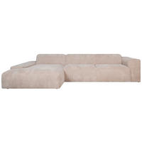 KOTNA SEDEŽNA GARNITURA, rebrasti žamet bež  - črna/bež, Design, umetna masa/tekstil (170/343cm) - MID.YOU