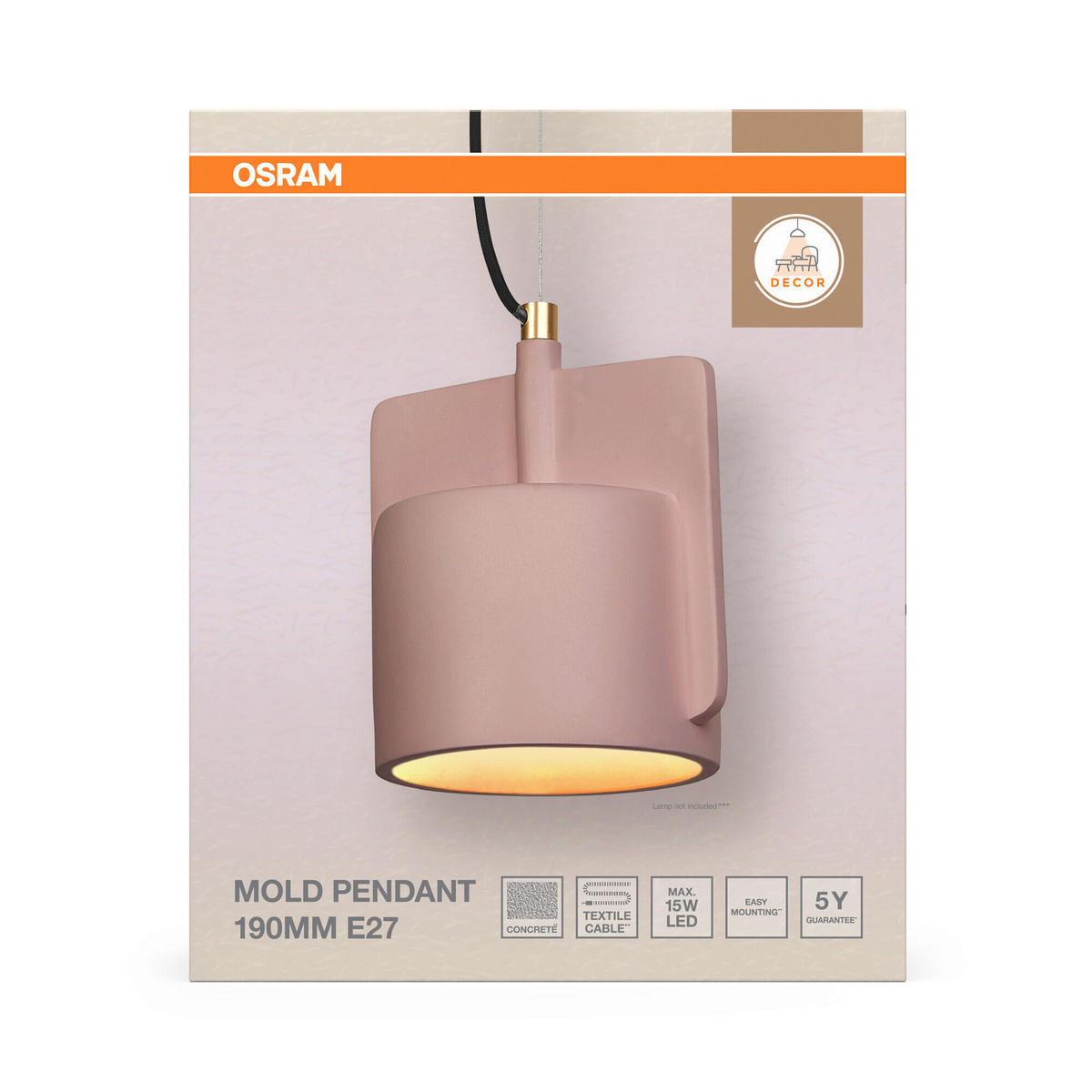 HÄNGELEUCHTE 19/150 cm   - Rosa, Basics, Stein (19/150cm) - Osram