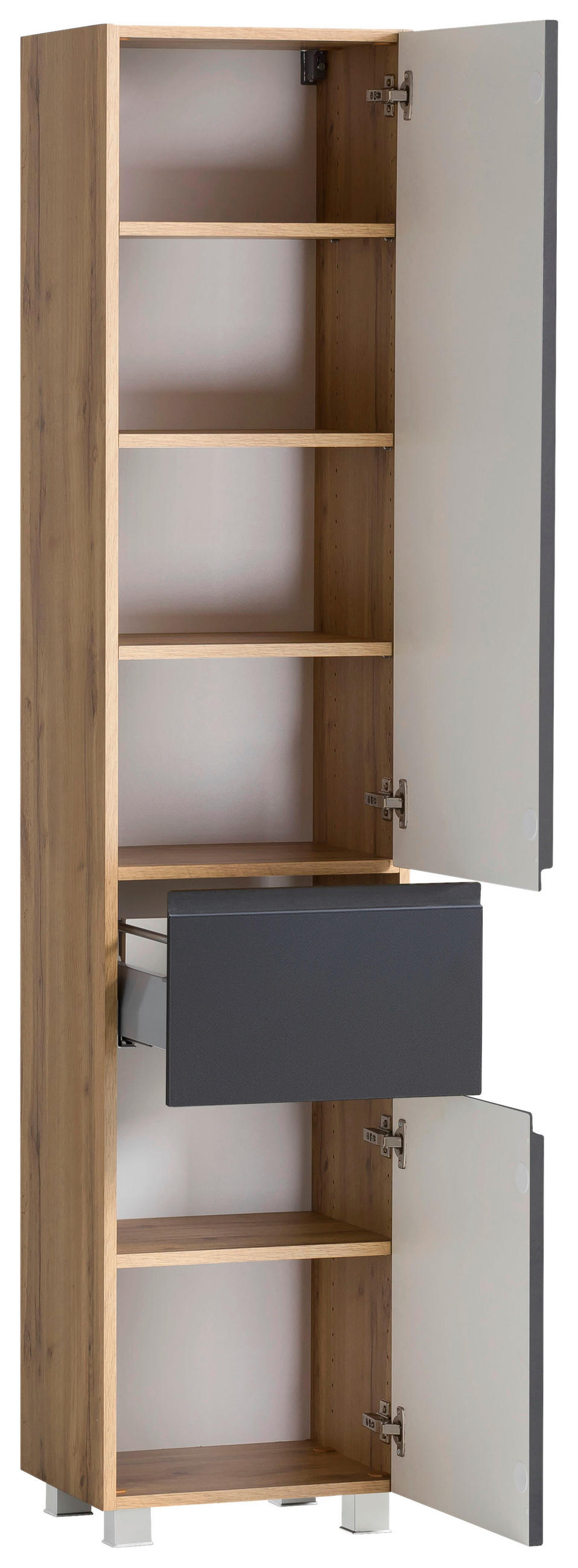 HÖGSKÅP  - ek Wotan/grå, Modern, trämaterial (40/180/35cm) - Held