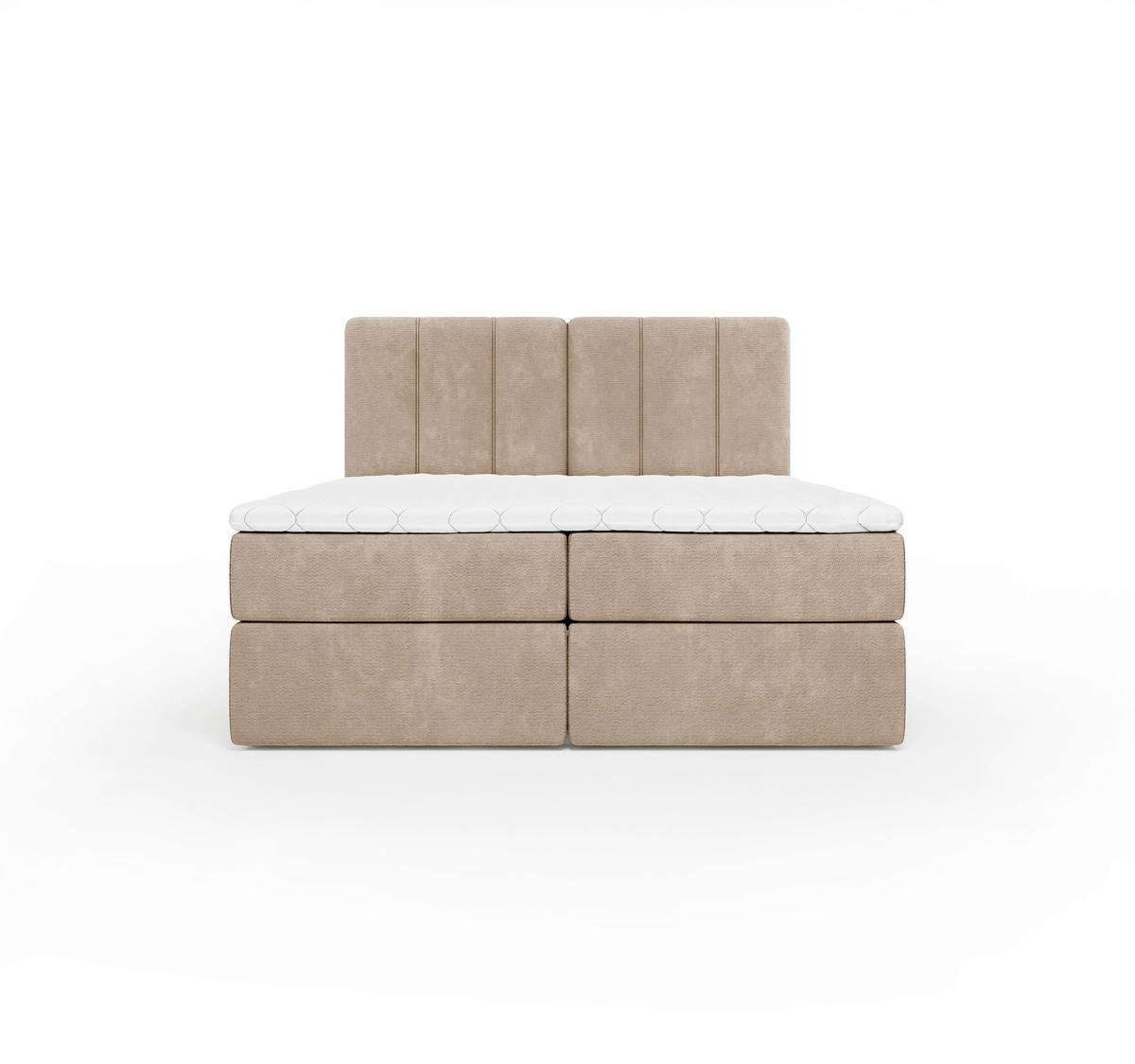 BOXBETT 160/200 cm,  in Braun, gepolstertes Kopfteil, Bettkasten, Topper, Matratze, H3 = fest  - Schwarz/Braun, Design, Holzwerkstoff/Kunststoff (160/200cm) - Esposa