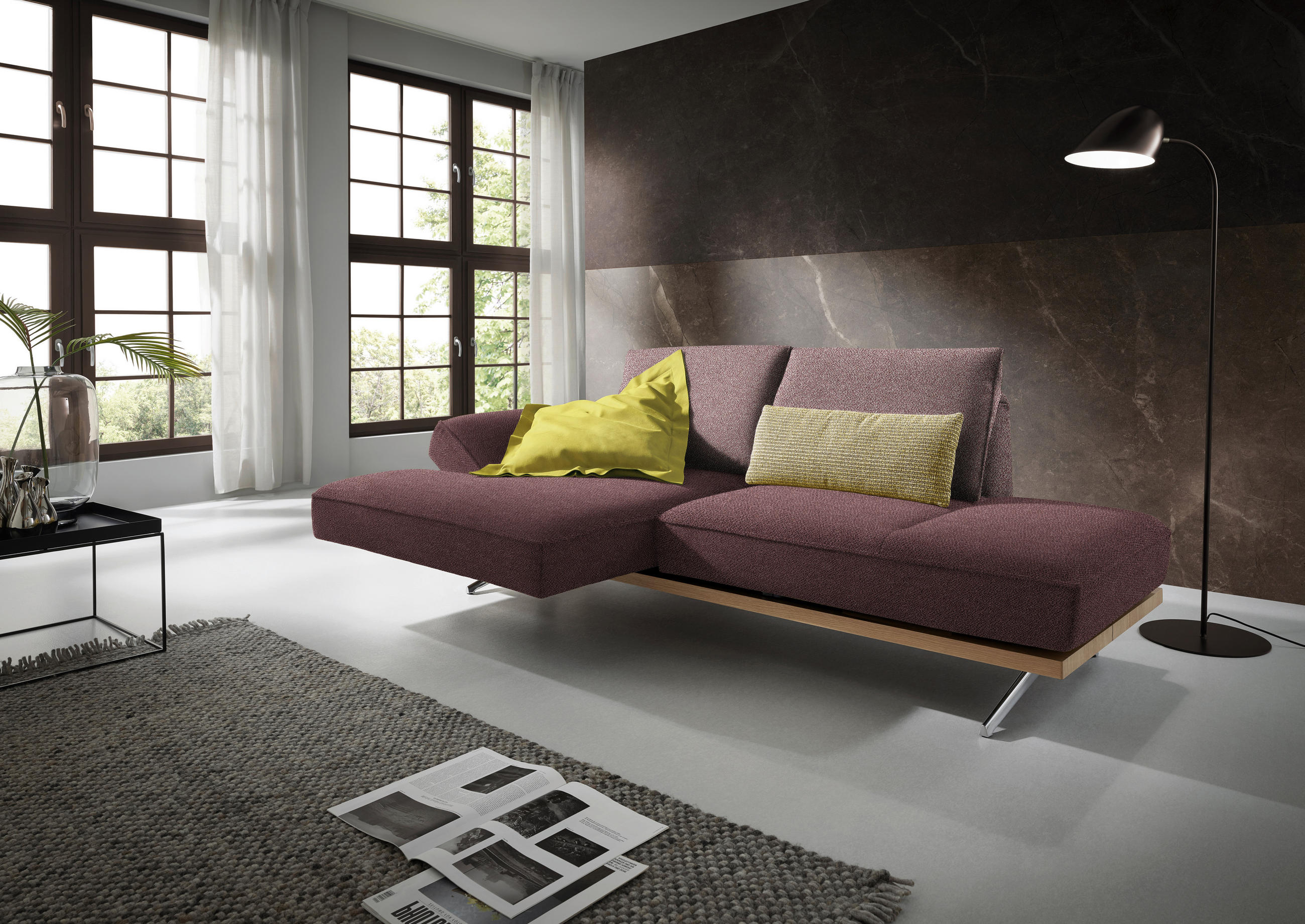ECKSOFA in Flachgewebe Rosa  132/240 cm  - Chromfarben/Rosa, Design, Holz/Textil (132/240cm) - Koinor