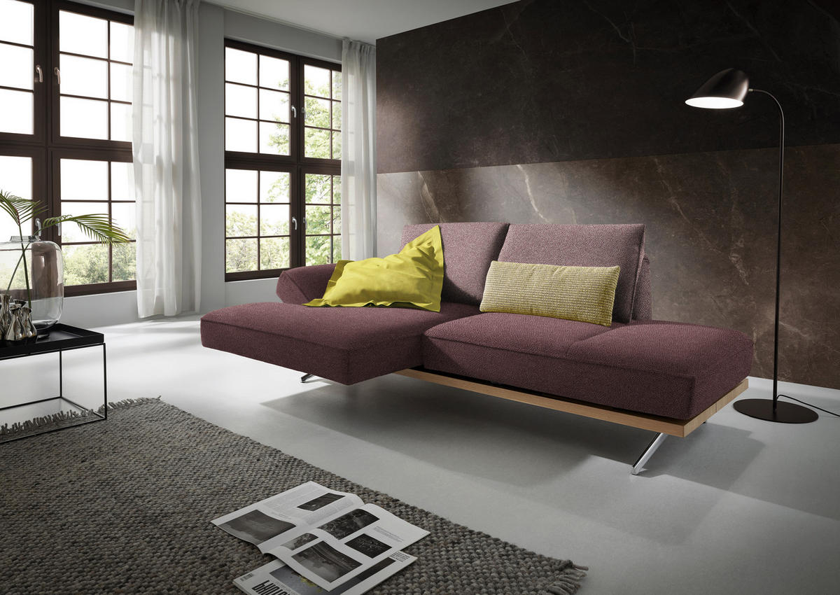 ECKSOFA in Flachgewebe Rosa  132/240 cm  - Chromfarben/Rosa, Design, Holz/Textil (132/240cm) - Koinor