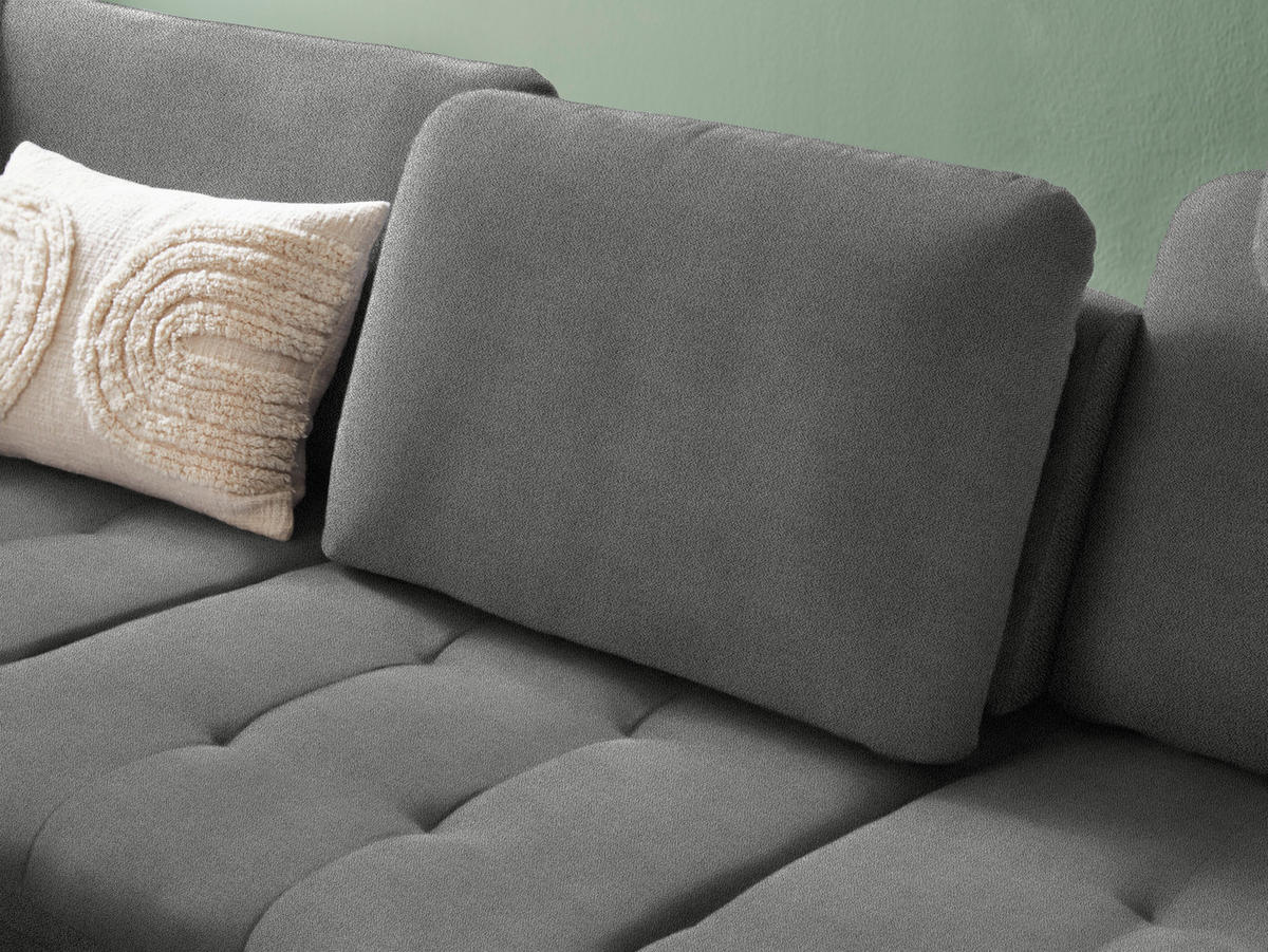 ECKSOFA in Flachgewebe Grau  - Schwarz/Grau, Natur, Textil/Metall (233/288cm) - Valnatura
