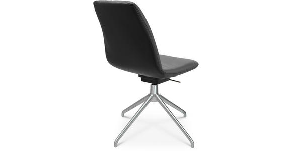 STUHL in Aluminium Echtleder pigmentiert Metall, Leder - Anthrazit/Alufarben, Design, Leder/Metall (46/81,5-84,5/55cm) - Johann Jakob