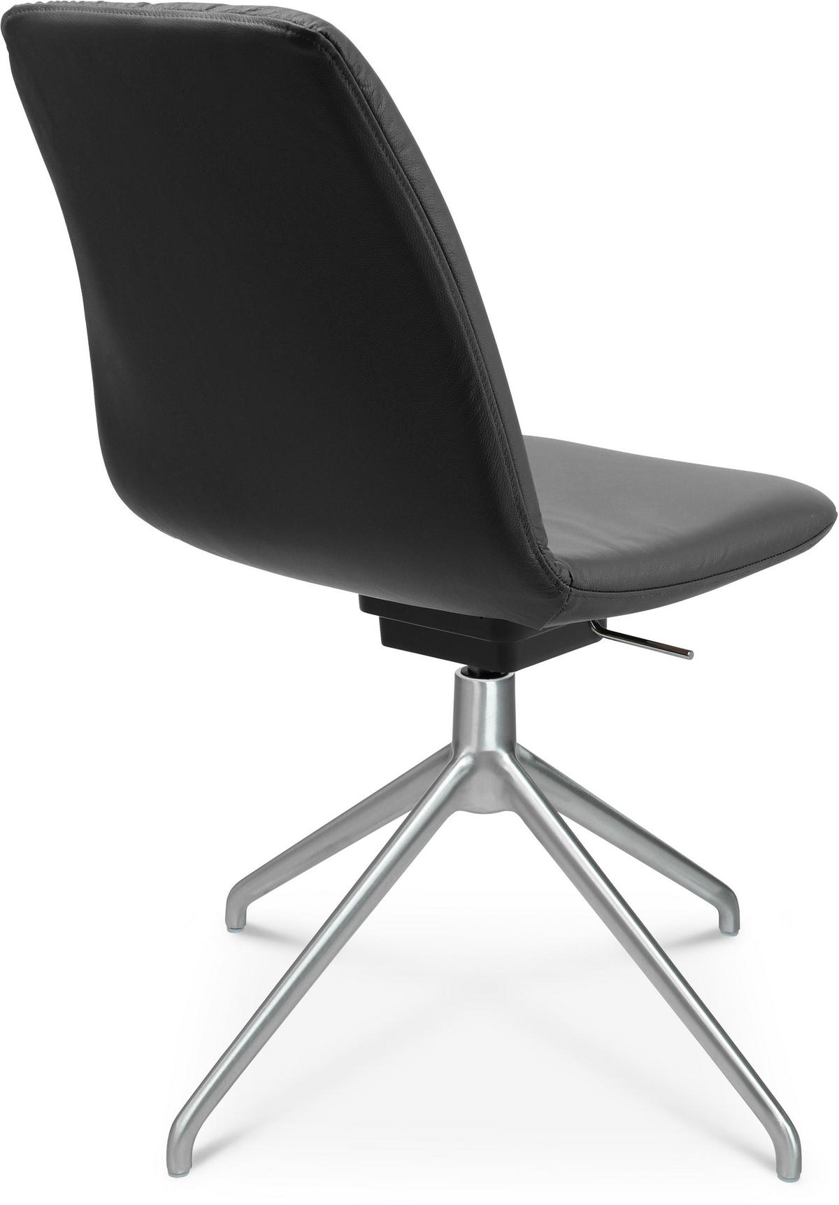 STUHL  in Aluminium Echtleder pigmentiert  - Anthrazit/Alufarben, Design, Leder/Metall (46/81,5-84,5/55cm) - Johann Jakob