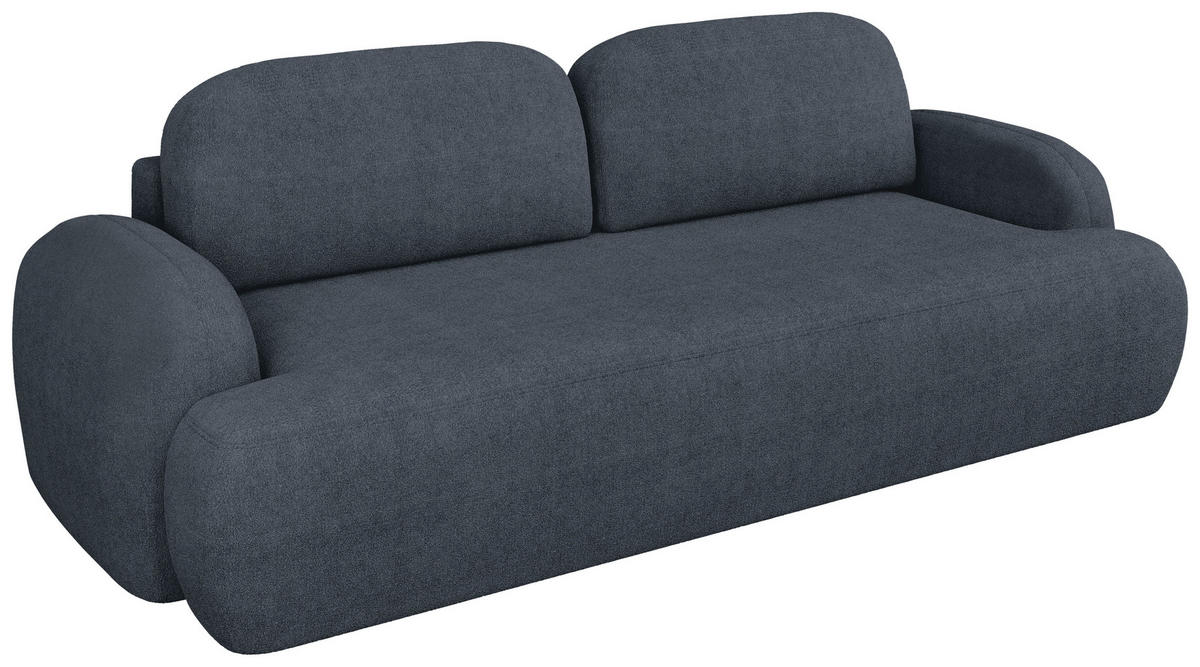3-SITZER-SOFA Sevilla Plus in Bouclé Blau  - Blau/Schwarz, Design, Kunststoff/Textil (256/93/120cm) - MID.YOU