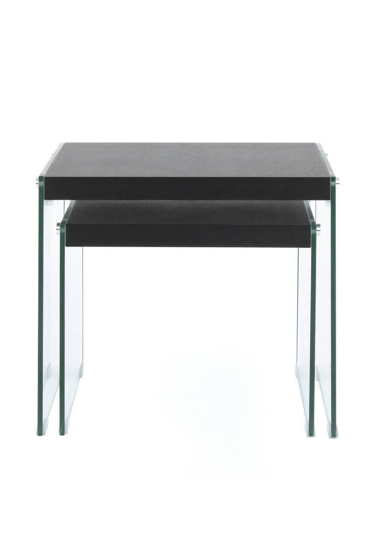 BEISTELLTISCHSET in Glas, Holzwerkstoff  - Klar/Schwarz, Basics, Glas/Holzwerkstoff - Kayoom