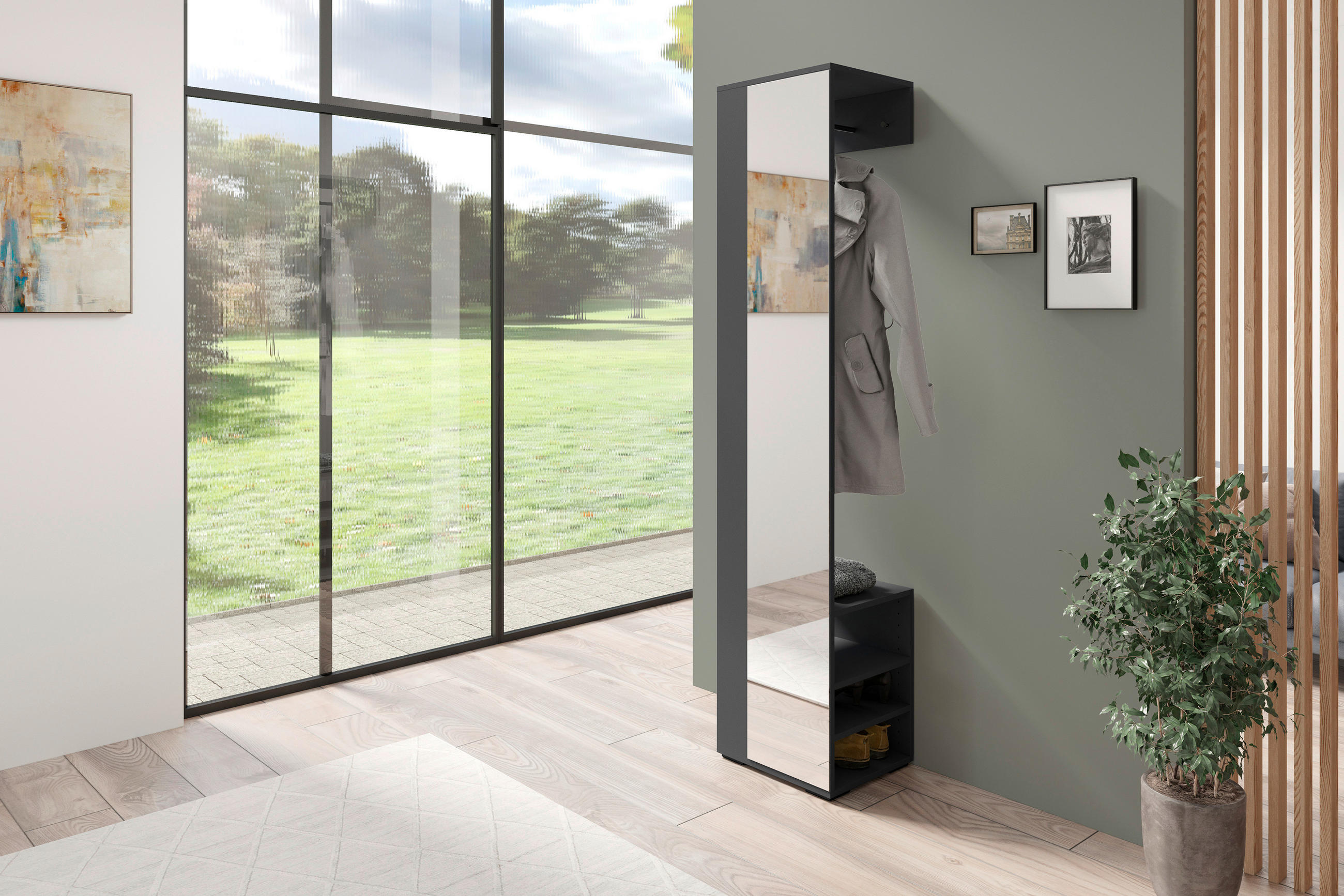 GARDEROBE  in 40/184/35 cm  - Anthrazit/Silberfarben, Design, Holzwerkstoff/Kunststoff (40/184/35cm) - Livetastic