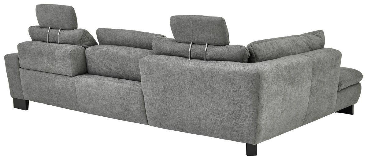 HÖRNSOFFA i chenille grå  - svart/grå, Modern, metall/textil (197/84/289cm) - Livetastic