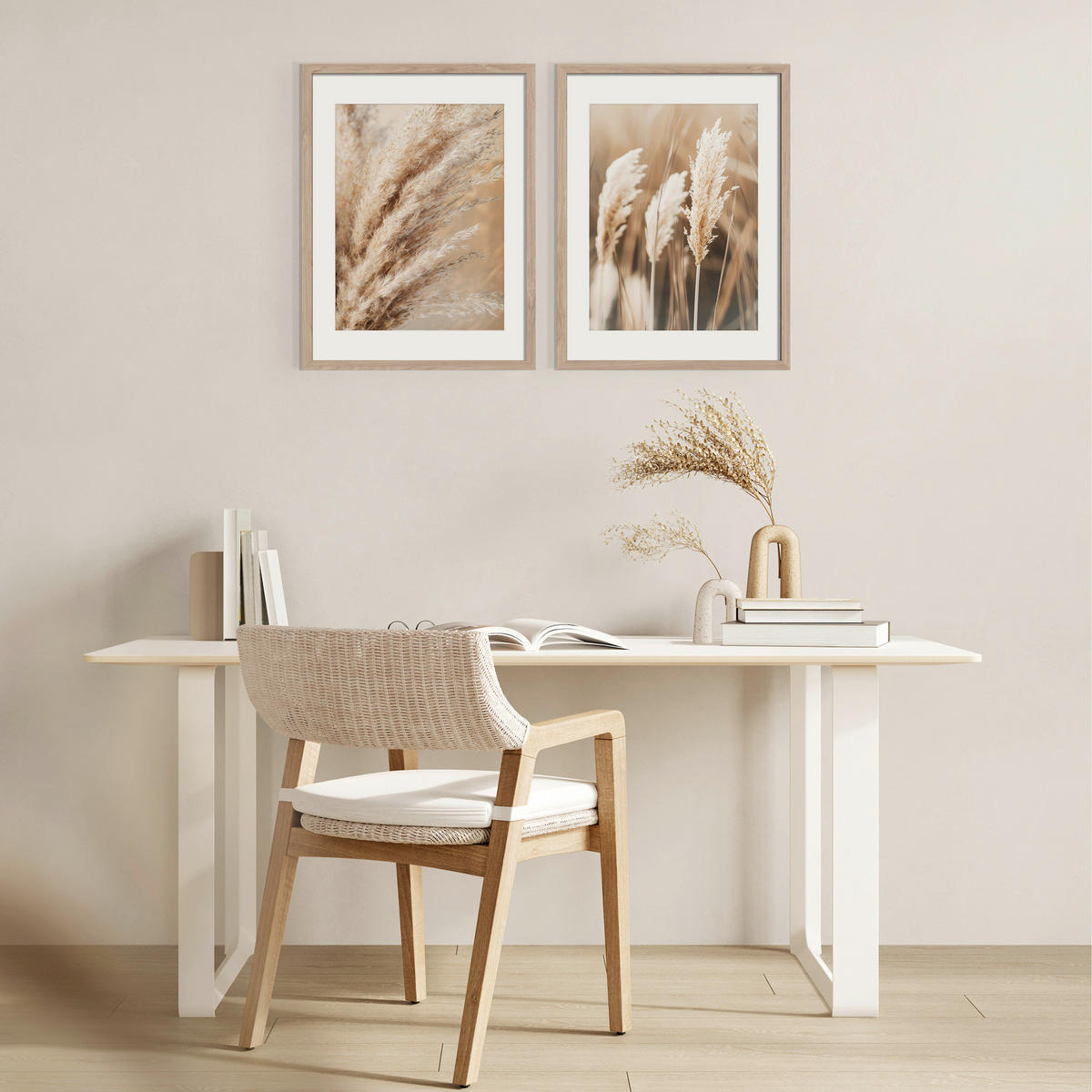 BILDERSET - Beige, Basics, Holz/Papier (30/40/2.5cm)