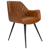 STUHL-SET 2 Stück gastro- und objekttauglich Lederlook  - Cognac/Schwarz, KONVENTIONELL, Textil/Metall (62/83/60cm) - MID.YOU