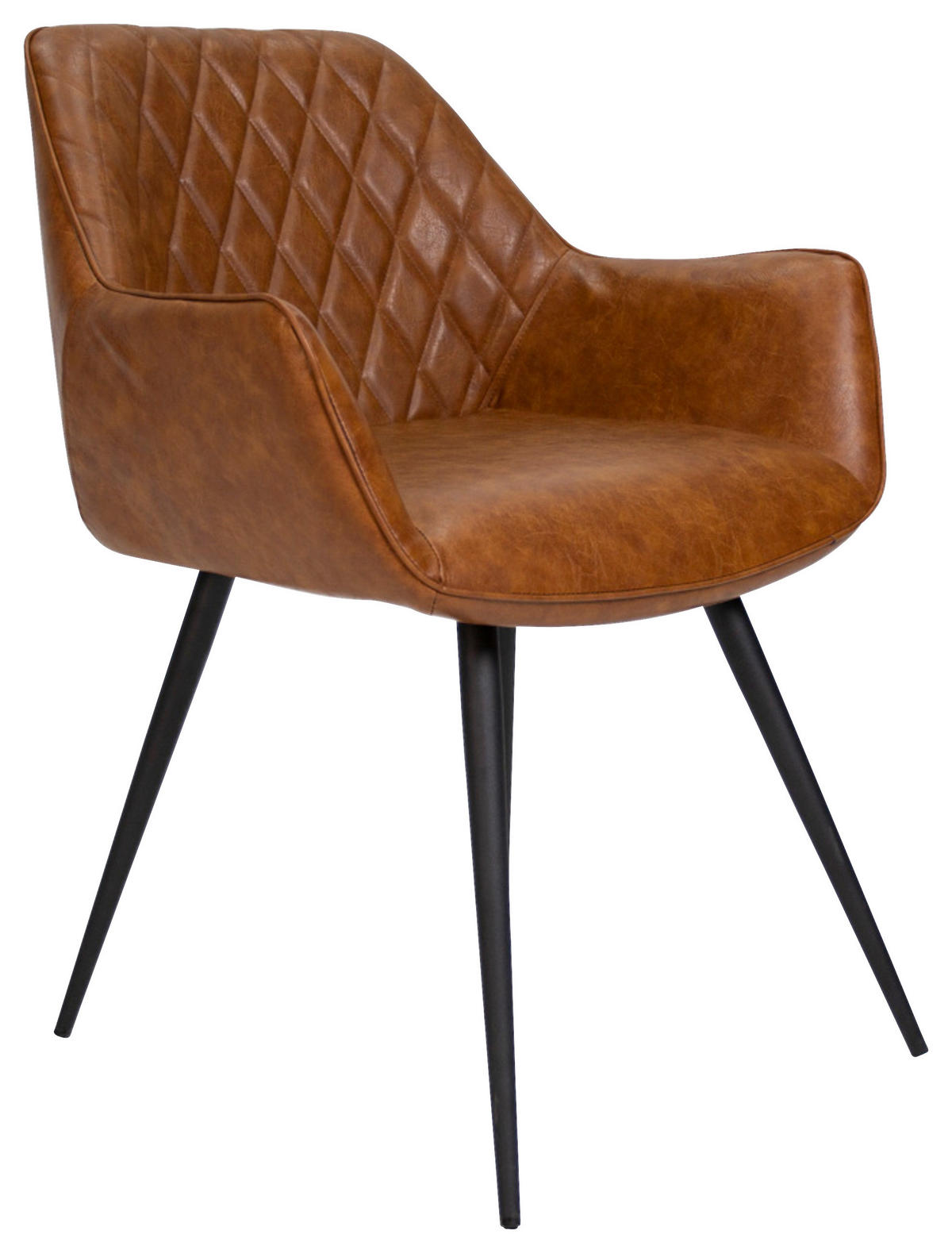 STUHL-SET 2 Stück gastro- und objekttauglich Lederlook  - Cognac/Schwarz, KONVENTIONELL, Textil/Metall (62/83/60cm) - MID.YOU