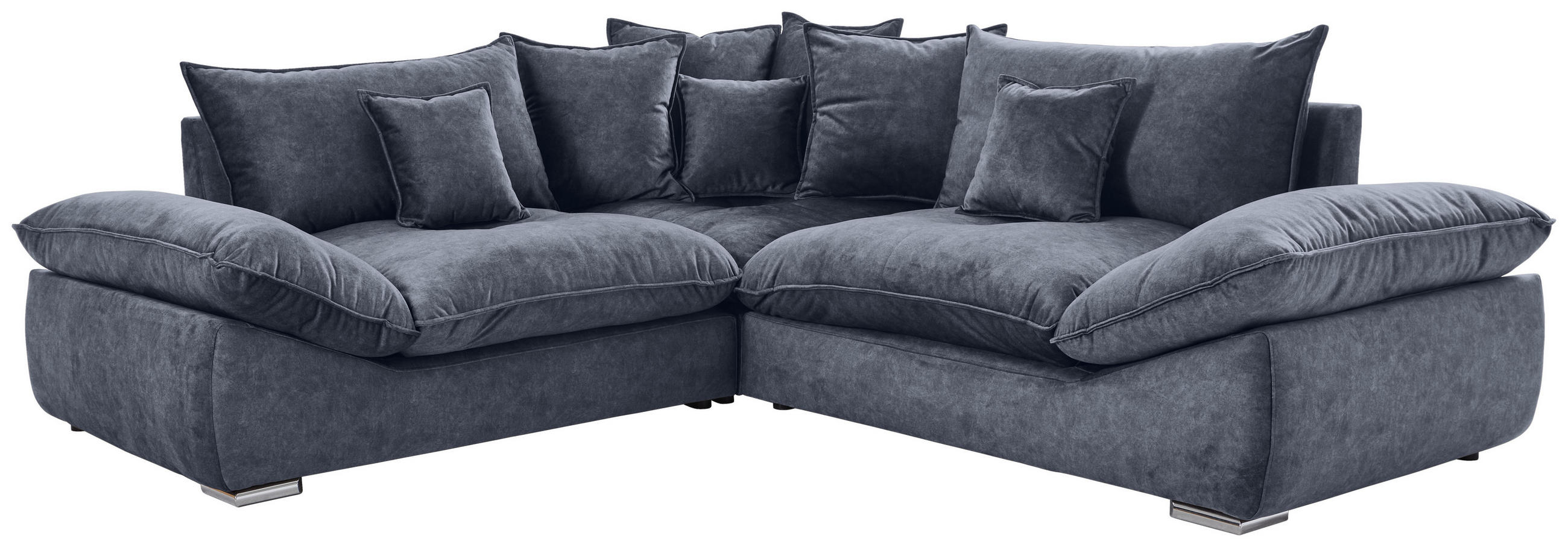 ECKSOFA Anthrazit Velours  - Chromfarben/Anthrazit, KONVENTIONELL, Kunststoff/Textil (247/247cm) - Carryhome