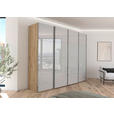 SCHWEBETÜRENSCHRANK - Chromfarben/Eiche Artisan, Design, Glas/Holzwerkstoff (271/235/68cm) - Novel