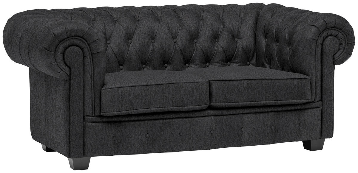 CHESTERFIELD-SOFA in Webstoff Dunkelgrau  - Wengefarben/Dunkelgrau, LIFESTYLE, Holz/Textil (180/76,5/96cm) - Landscape