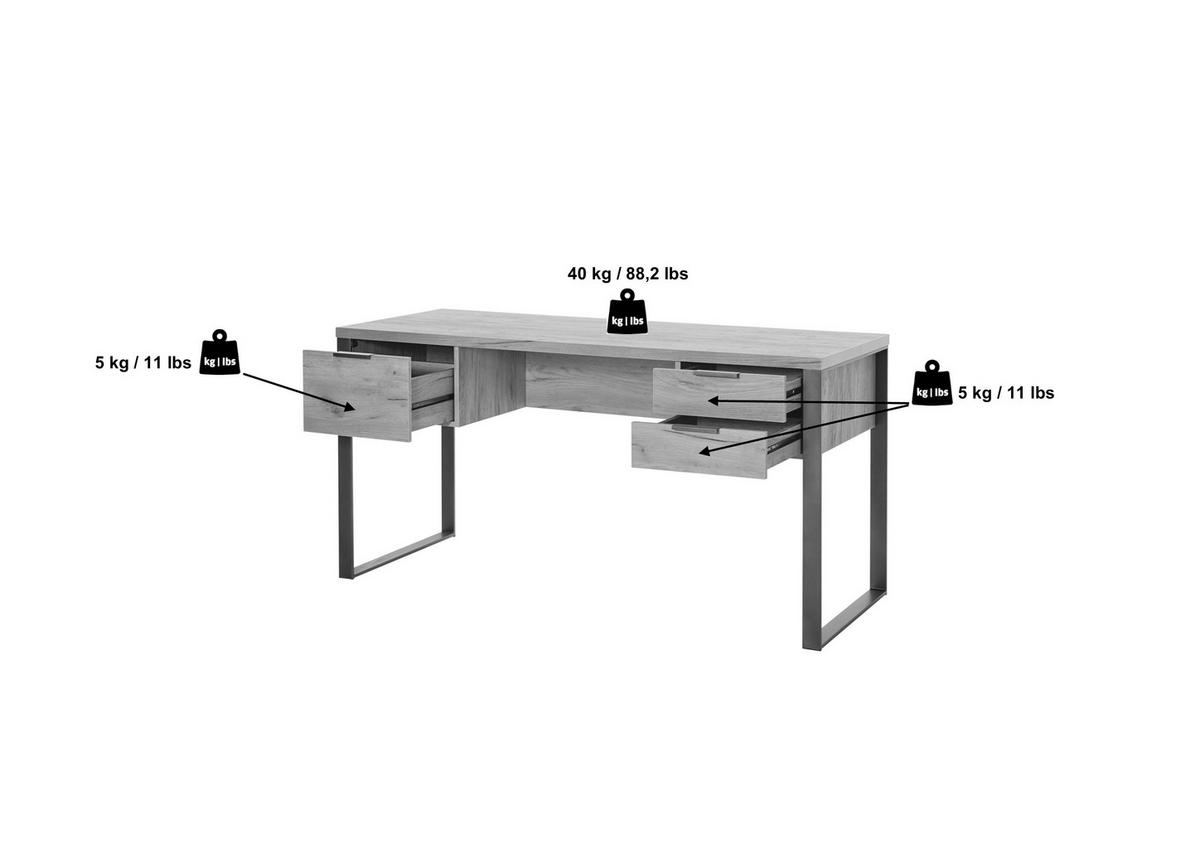 SCHREIBTISCH 150/120/76 cm Schwarz Stauraum, in verschiedenen Holz-Dekoren erhältlich  - Schwarz, Lifestyle, Holzwerkstoff/Metall (150/120/76cm)