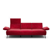 3-SITZER-SOFA Samt Rot  - Rot/Schwarz, Design, Textil/Metall (234-264/85/86-94cm) - SENSOO