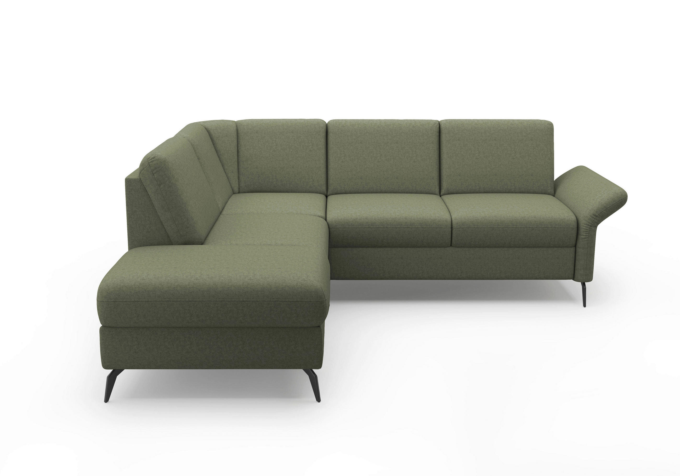 ECKSOFA ROCHELLE E Olivgrün Flachgewebe  - Schwarz/Olivgrün, KONVENTIONELL, Textil/Metall (216/240cm) - Sit & More